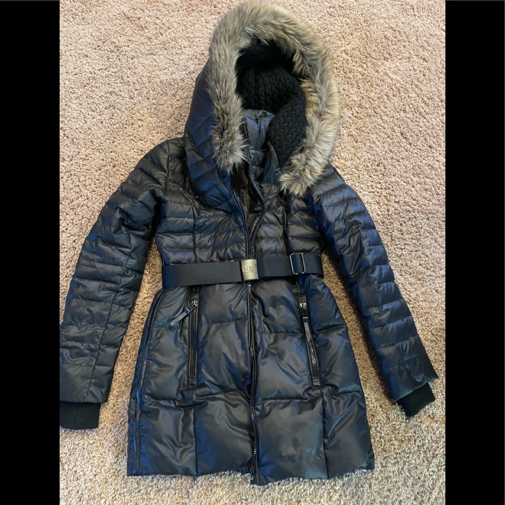 Rudsak  black coat with fur hood size s